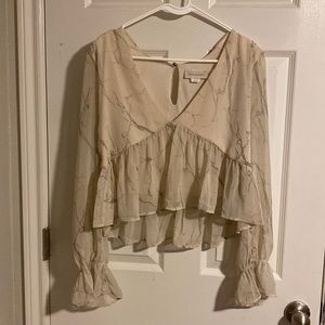 Off white marble cropped blouse